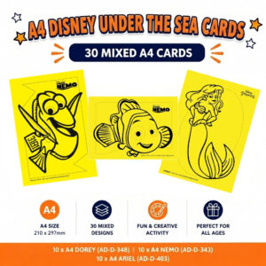 30 Mixed A4 Disney UNDER THE SEA Cards