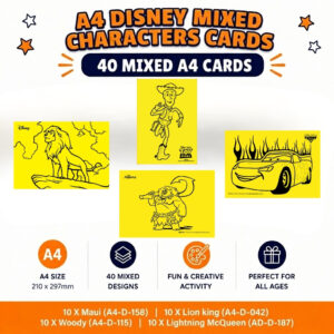 40 Mixed A4 Disney Characters