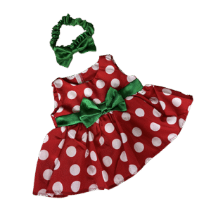 Festive Polka Dot Dress w/Bow (8")