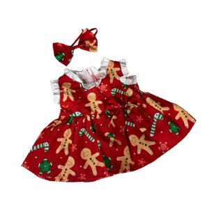Red Gingerbread Dress w/Bow (8")